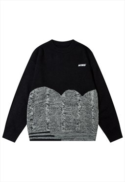 Color block sweater contrast knitwear jumper grunge top