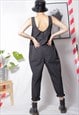 90S GRUNGE Y2K GOTH BLACK BALLOON JUMPSUIT ALL IN ONE DRESS