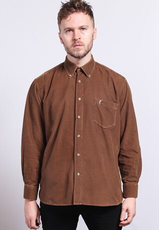 VINTAGE CORDUROY CORD SHIRT BROWN