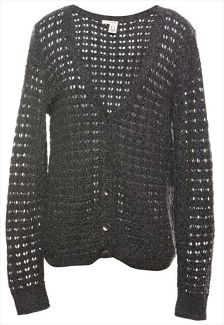 VINTAGE GREY CROCHET CARDIGAN - M