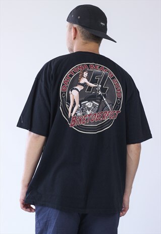 VINTAGE MENS DAYTONA BEACH MOTO FEST BIG LOGO T-SHIRT