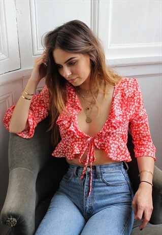 RED TOP WITH RUFFLES
