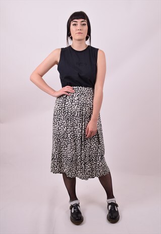 VINTAGE 80'S BLACK & WHITE CRAZY PRINT SKIRT SIZE 6 TO 8