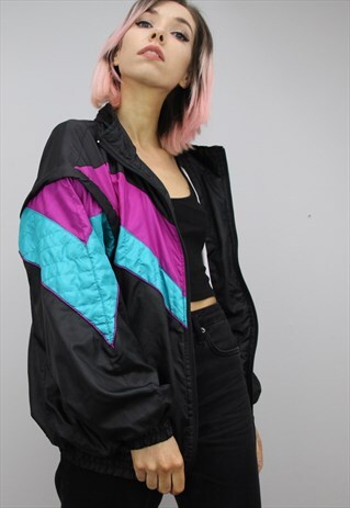 VINTAGE 80S/90S OVERSIZED COLOURFUL SHELL WINDBREAKER JACKET