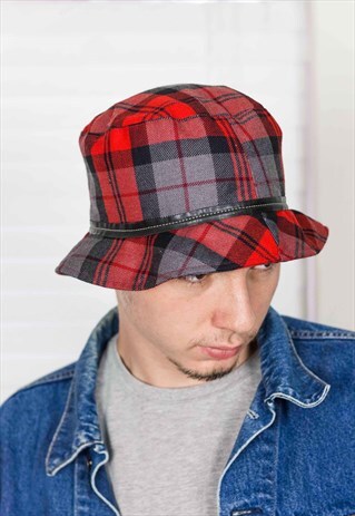 VINTAGE CHECKED COACH BUCKET HAT 90S LOGO M 2.3