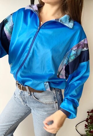 VINTAGE 80S ABSTRACT FULL ZIP SWEATSHIRT TRACKSUIT JACKET