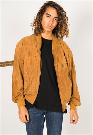 VINTAGE 80S WINTER BOMBER SUEDE JACKET / R0030