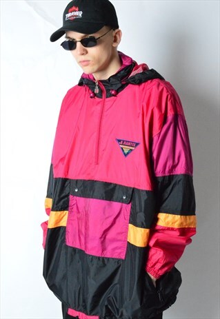 VINTAGE 80S COLOUR BLOCK RAIN COAT