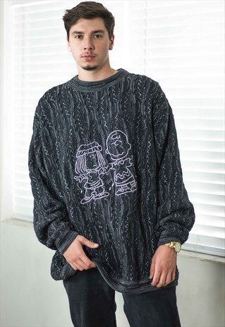 VINTAGE CHARLIE BROWN RETRO PATTERN SWEATER JUMPER X 31.8