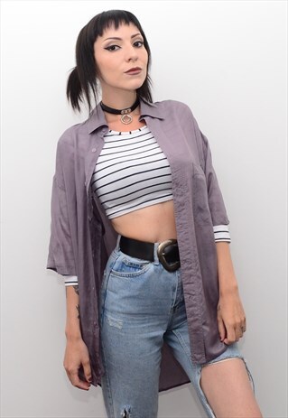 VINTAGE 90'S GENUINE SILK MAUVE OVERSIZED SHIRT