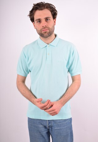 LOTTO MENS VINTAGE POLO SHIRT MEDIUM BLUE 90S