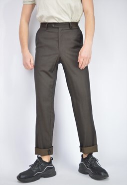 Vintage dark brown classic straight suit trousers