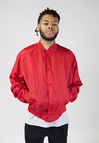 VINTAGE 90S JUSTIN RED LIGHT BOMBER JACKET