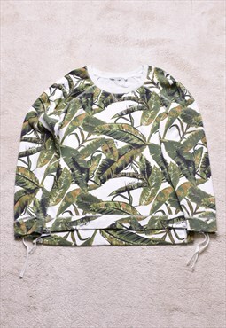 Women's Animal White/Green Print Sweater 