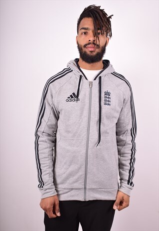 ADIDAS MENS VINTAGE HOODIE JACKET XL GREY 90S
