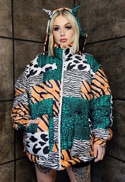 Zebra bomber reversible cow jacket stripe graffiti puffer