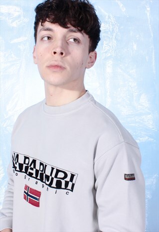 VINTAGE NAPAPIJRI GREY EMBROIDERED SWEATSHIRT
