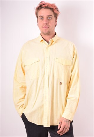 TOMMY HILFIGER MENS VINTAGE SHIRT XL YELLOW 90S