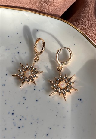 ROSE GOLD CELESTIAL STAR HUGGIE EARRINGS