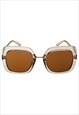BUTTERFLY SUNGLASSES IN CLEAR GREY WITH BROWN LENS