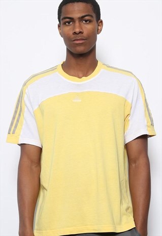 VINTAGE ADIDAS CENTRAL LOGO T-SHIRT YELLOW