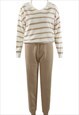 Striped Jumper And Knitted Jogger Coord Set In Beige 