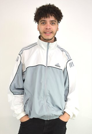 VINTAGE 90'S ADIDAS WHITE AND GREY JACKET