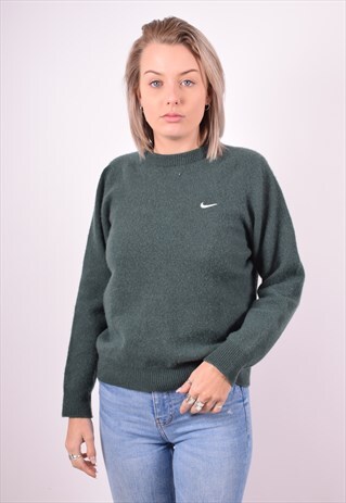 NIKE WOMENS VINTAGE JUMPER SWEATER LARGE GREEN 90'S