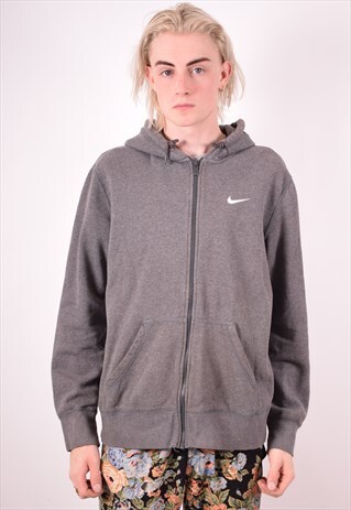 NIKE MENS VINTAGE HOODIE JACKET LARGE GREY 90S