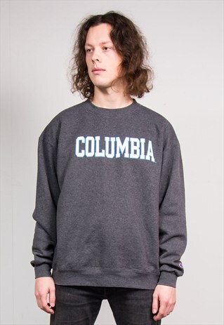 90'S VINTAGE CHAMPION DARK GREY COLUMBIA SWEATSHIRT JUMPER