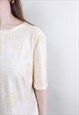 VINTAGE GEOMETRIC T-SHIRT, YELLOW SUMMER TOP LARGE SIZE 