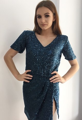 'CHERYL' SEQUIN MINI ROYAL BLUE DRESS