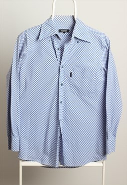Vintage Burberry Slim Long Sleeve Checked Shirt Blue White