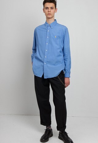 VINTAGE BLUE POLO RALPH LAUREN LONG SLEEVE SHIRT