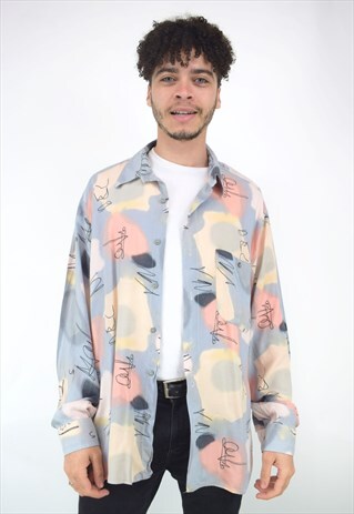 VINTAGE 90'S BLUE & ORANGE PRINTED FESTIVAL SHIRT