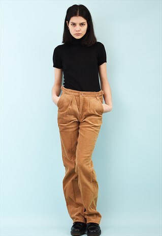 90'S RETRO CORDUROY NEUTRAL REGULAR WAIST BOOT CUT TROUSERS