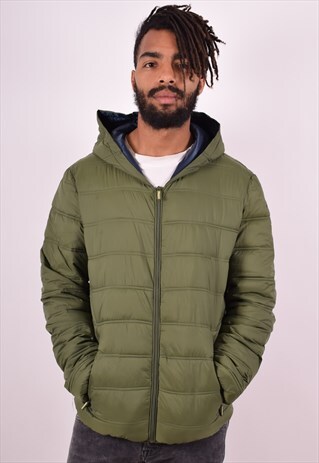 KAPPA MENS VINTAGE PADDED JACKET LARGE KHAKI 90S