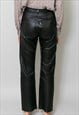 80'S VINTAGE LADIES BLACK LEATHER STRAIGHT JEAN TROUSER