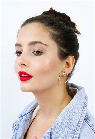 GOLD DOUBLE HOOP EARRINGS