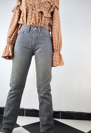 VINTAGE LIGHT GREY WASHED 501 JEANS