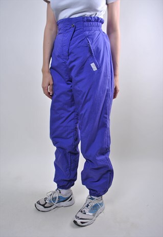 VINTAGE PURPLE SKI SUIT PANTS, WOMAN 80S SNOW SUIT PANTS