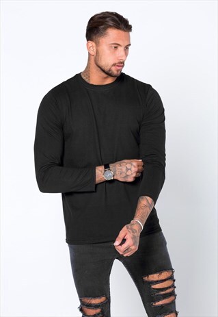 ESSENTIAL 3/4 BLANK LONG SLEEVED T-SHIRT - BLACK