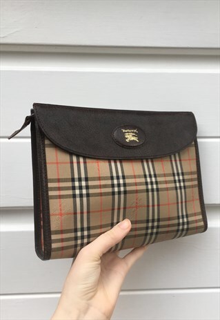 WOMENS BURBERRY BAG CLUTCH NOVA CHECK PURSE MAKEUP BAG