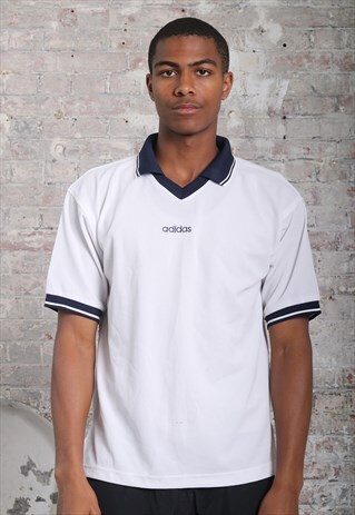 VINTAGE ADIDAS CENTRAL LOGO POLO SHIRT WHITE