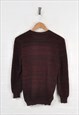 VINTAGE KNITTED JUMPER RED/BLACK LADIES SMALL