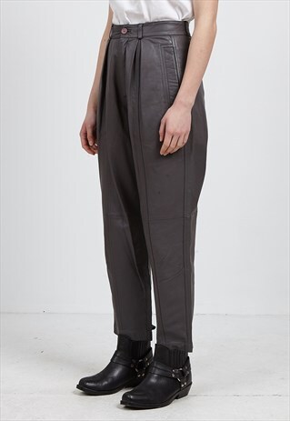VINTAGE GREY JOFFS LEATHER TROUSERS BOTTOMS