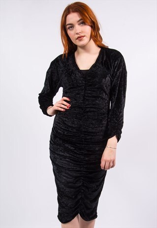 VINTAGE 90'S BLACK CRUSHED VELVET DRESS