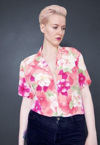 VINTAGE ALFRED DUNNER SILK FLORAL SHIRT