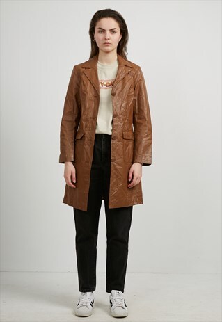 VINTAGE BROWN LEATHER COAT