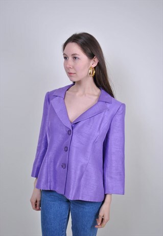 80S PURPLE PARTY BLAZER, VINTAGE WOMENS DISCO SUIT JACKET